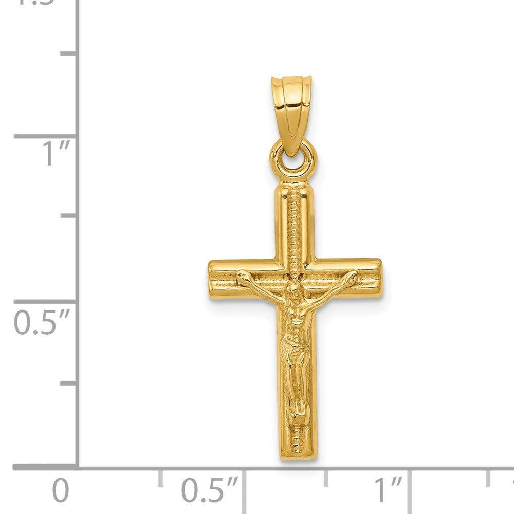 14K Gelbgold Hohl Kruzifix Anhänger