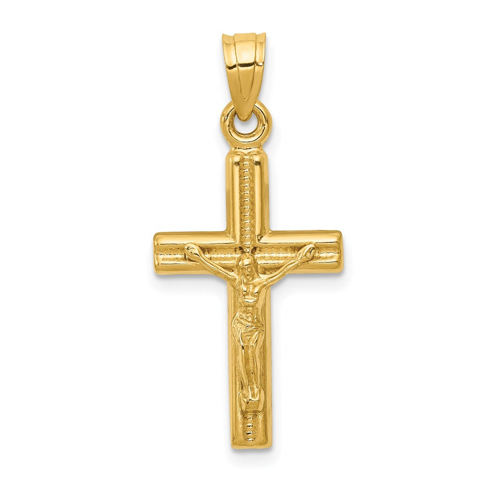 14K Gelbgold Hohl Kruzifix Anhänger