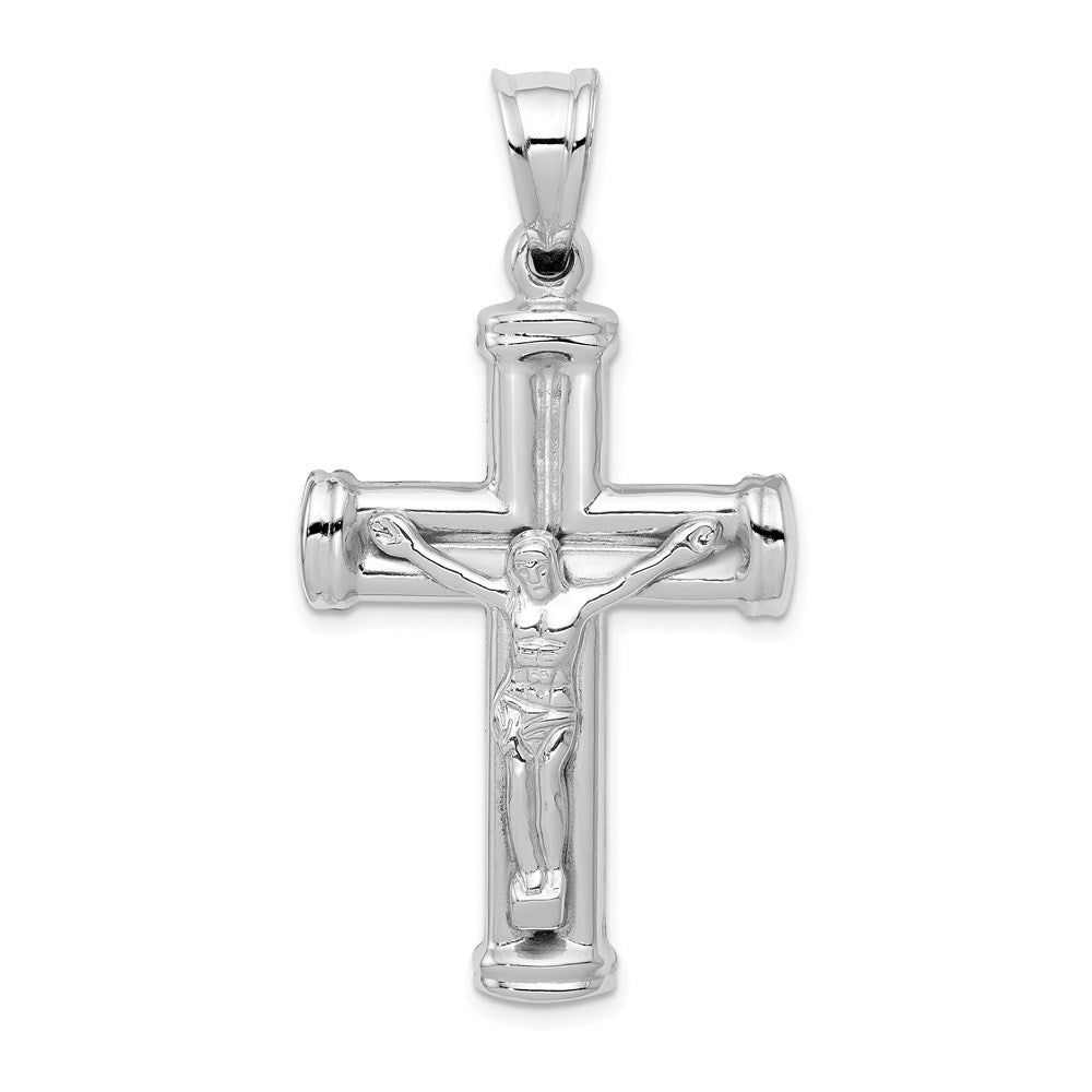 14K Weißgold Wendbarer Kruzifix-Anhänger