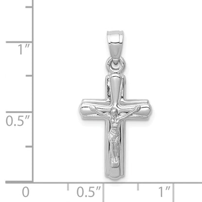 14K Weißgold Wendbar Kruzifix Anhänger