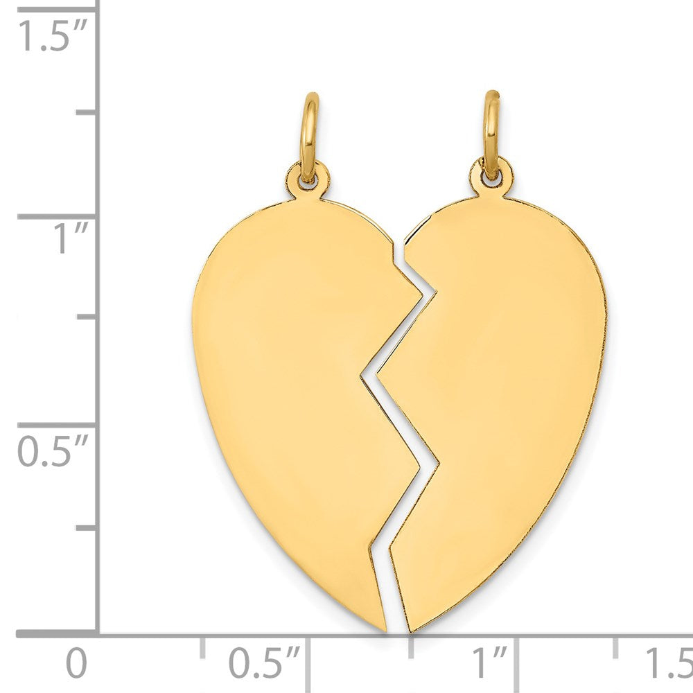 14K Gelbgold 2 Stück Herz Charm Set