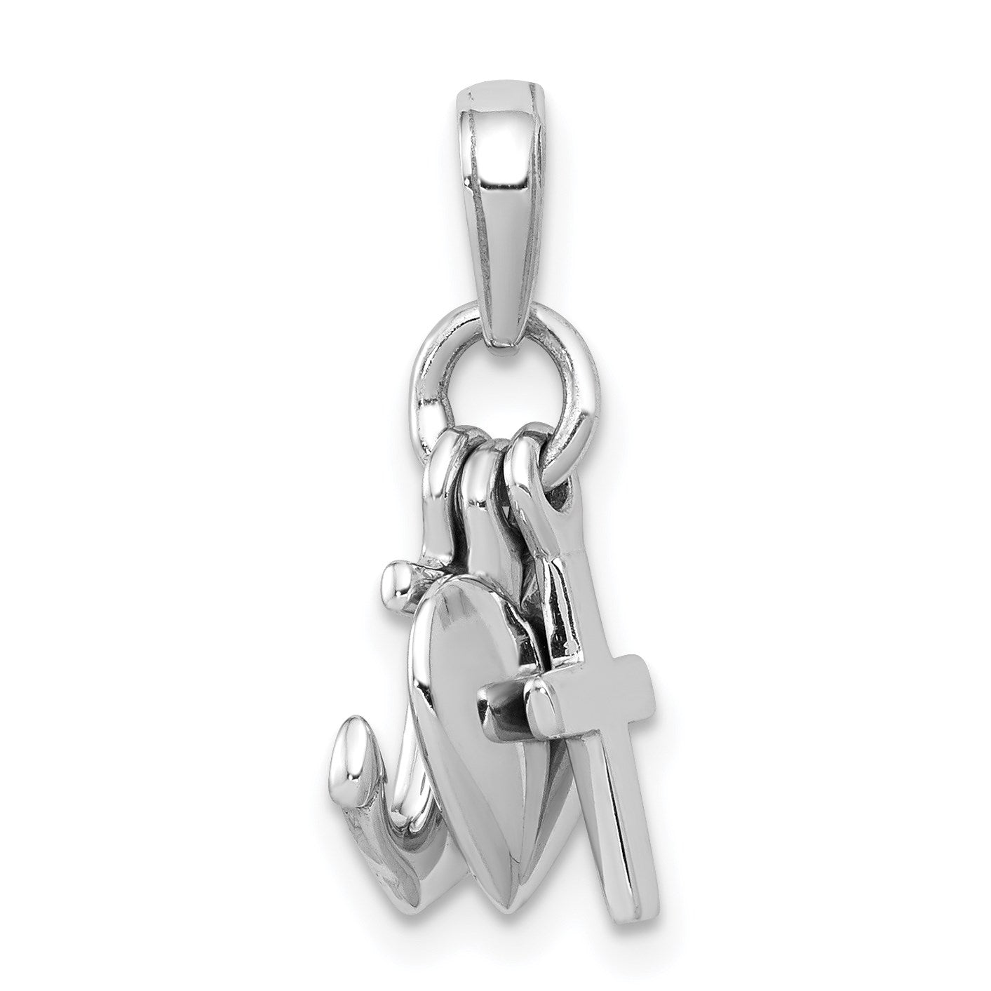 14K Weißgold 3D-Charm „Glaube, Hoffnung und Nächstenliebe“