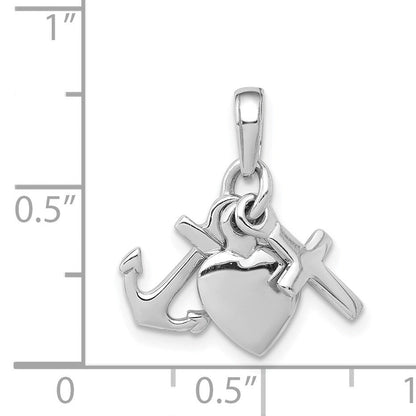 14K Weißgold 3D-Charm „Glaube, Hoffnung und Nächstenliebe“
