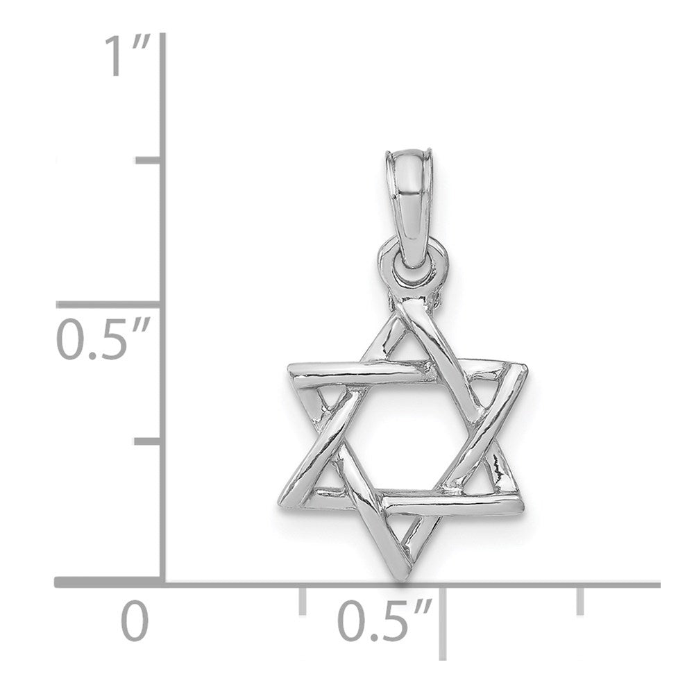 14K Weißgold Poliert Stern Of David Charm