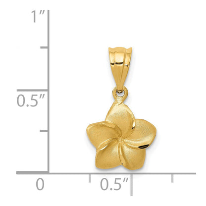 14K Gelbgold Plumeria Blumen Charm Anhänger