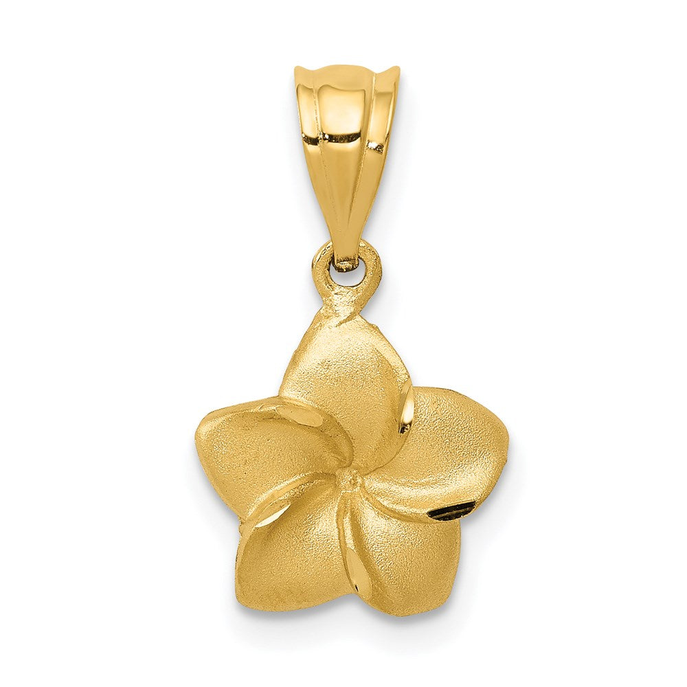 14K Gelbgold Plumeria Blumen Charm Anhänger