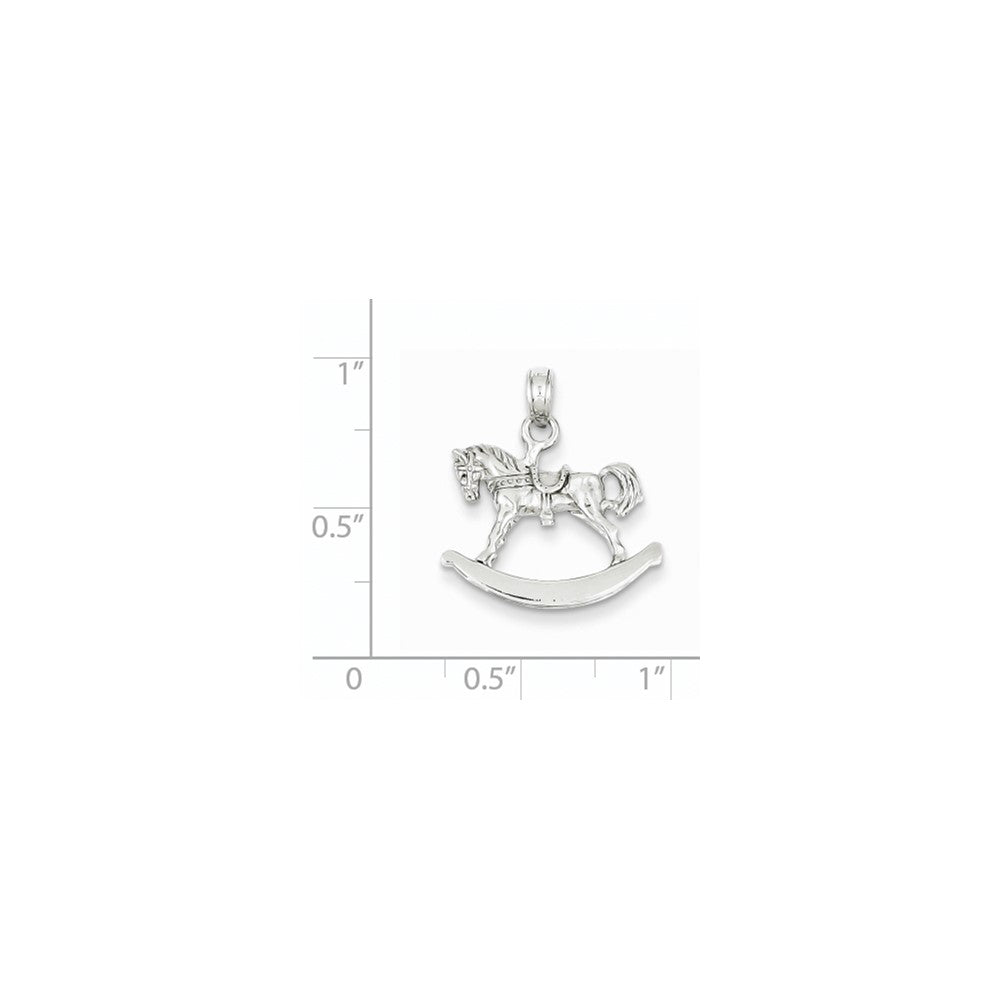 14K Weißgold 3-D Schaukelpferd-Anhänger