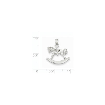 14K Weißgold 3-D Schaukelpferd-Anhänger
