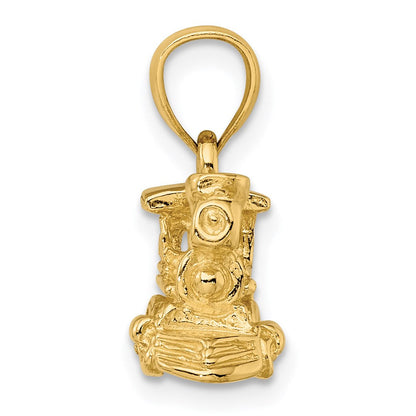 14K Gelbgold 3-D-Lokomotive-Charm