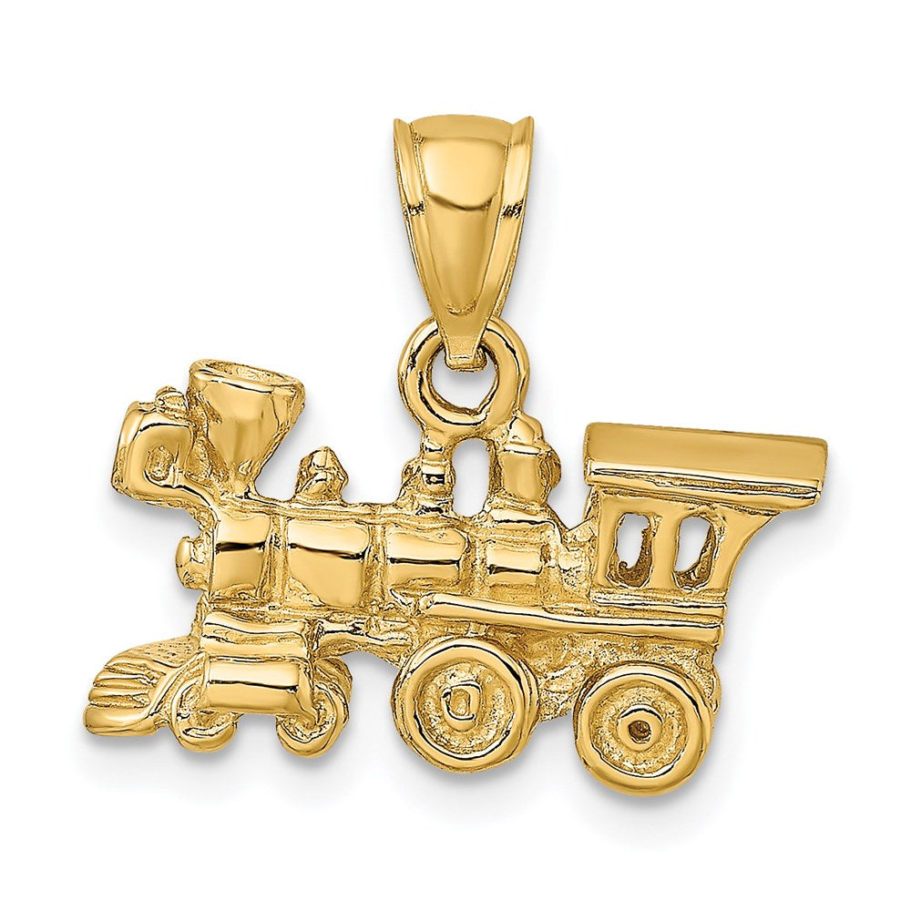 14K Gelbgold 3-D-Lokomotive-Charm