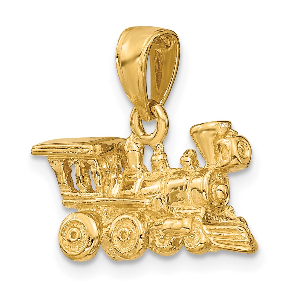 14K Gelbgold 3-D-Lokomotive-Charm