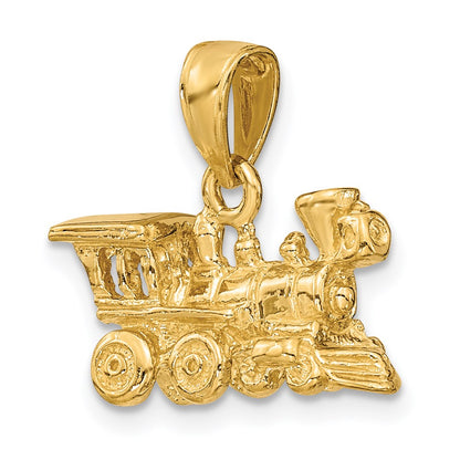 14K Gelbgold 3-D-Lokomotive-Charm