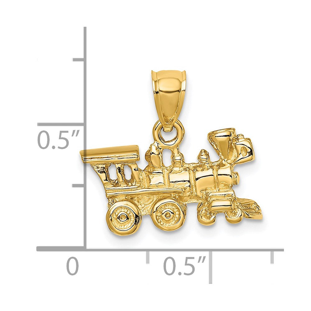 14K Gelbgold 3-D-Lokomotive-Charm