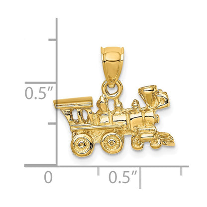 14K Gelbgold 3-D-Lokomotive-Charm