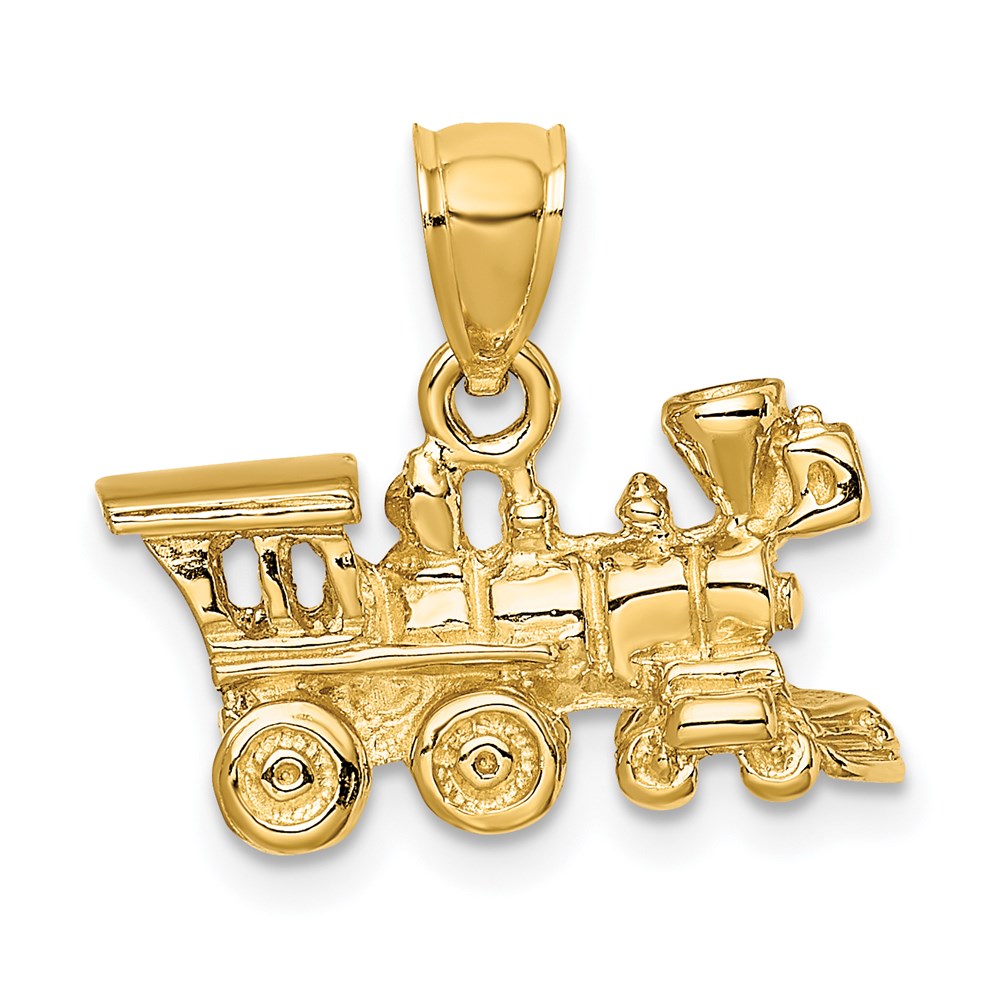 14K Gelbgold 3-D-Lokomotive-Charm