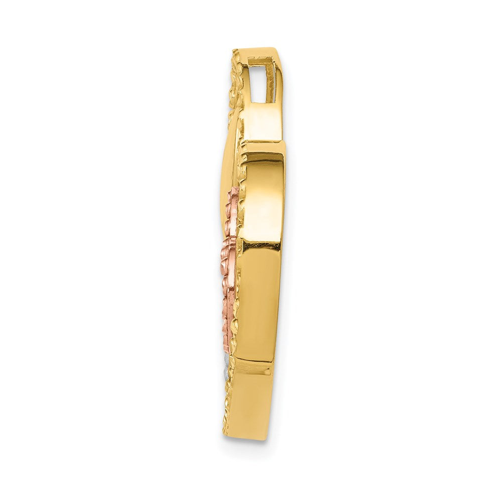 14K Bicolor Gelb & Roségold mit Rhodium Herz Kette Anhänger