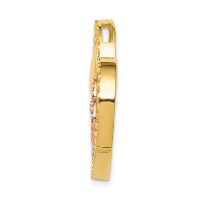 14K Bicolor Gelb & Roségold mit Rhodium Herz Kette Anhänger