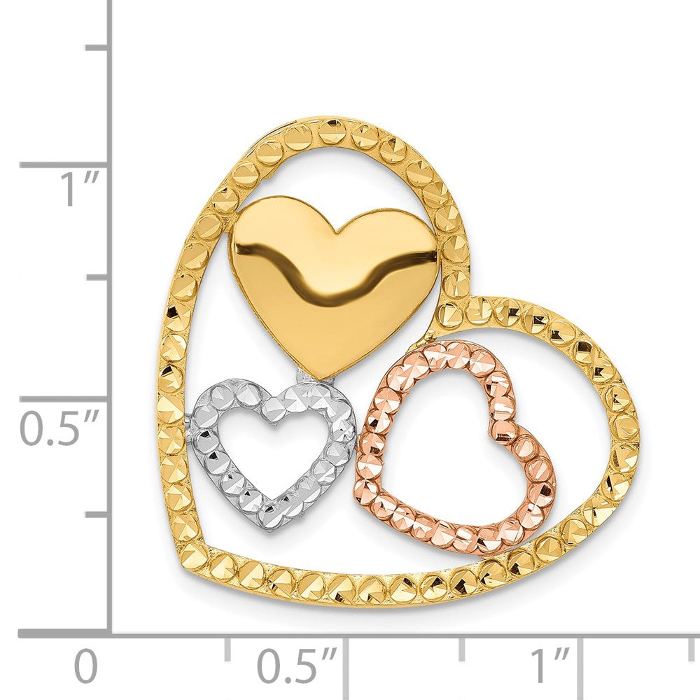 14K Bicolor Gelb & Roségold mit Rhodium Herz Kette Anhänger