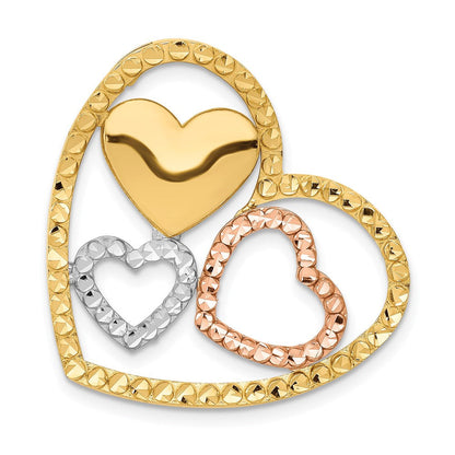 14K Bicolor Gelb & Roségold mit Rhodium Herz Kette Anhänger