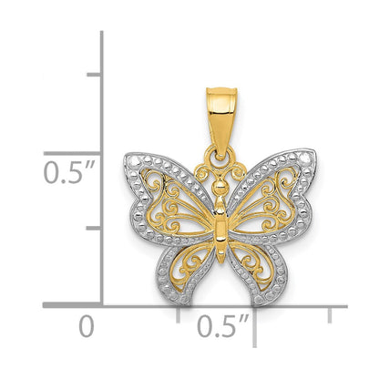 14K Gelb & Rhodium und Buttterfly Charm