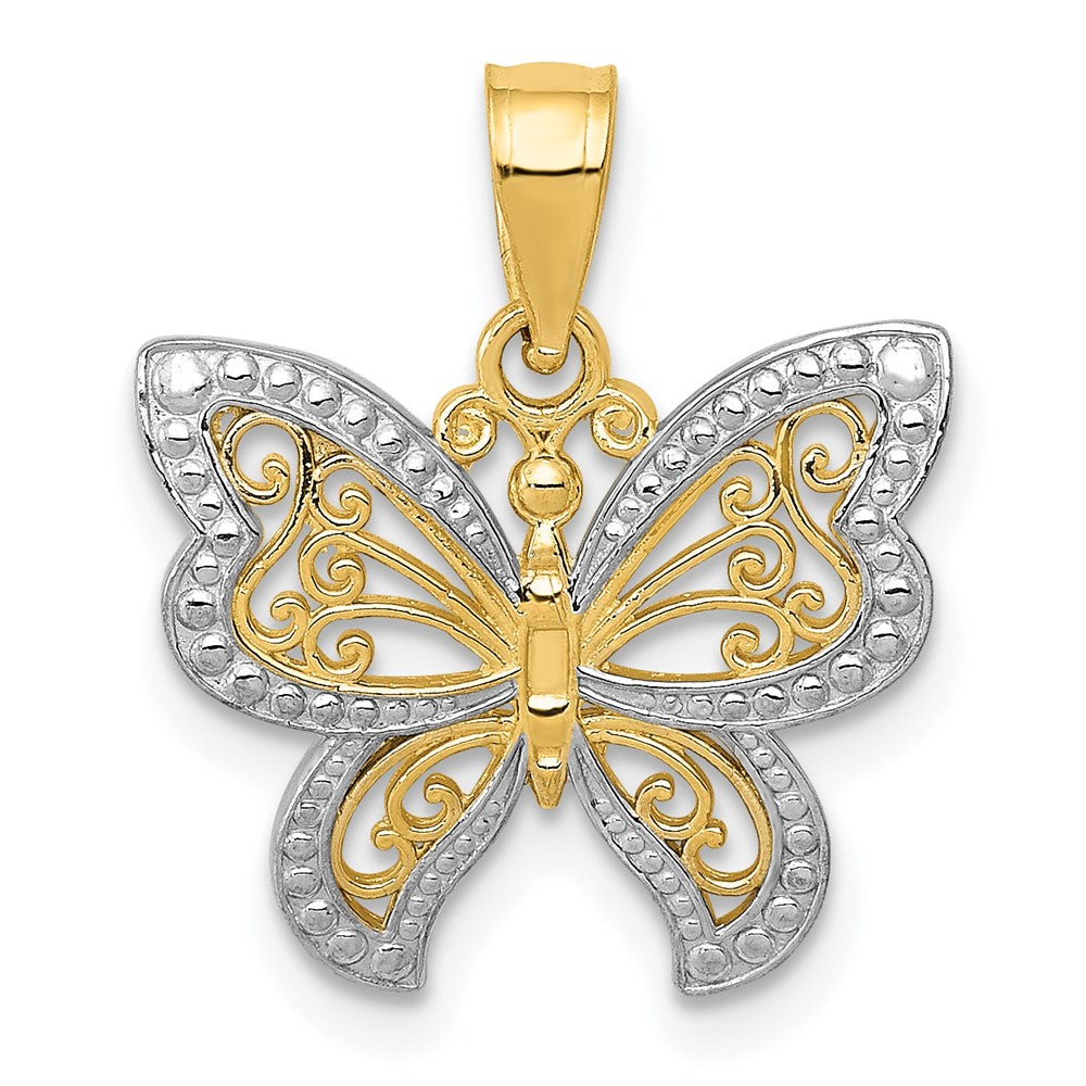 14K Gelb & Rhodium und Buttterfly Charm
