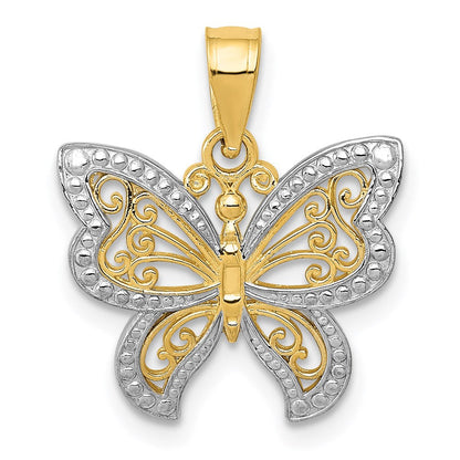 14K Gelb & Rhodium und Buttterfly Charm