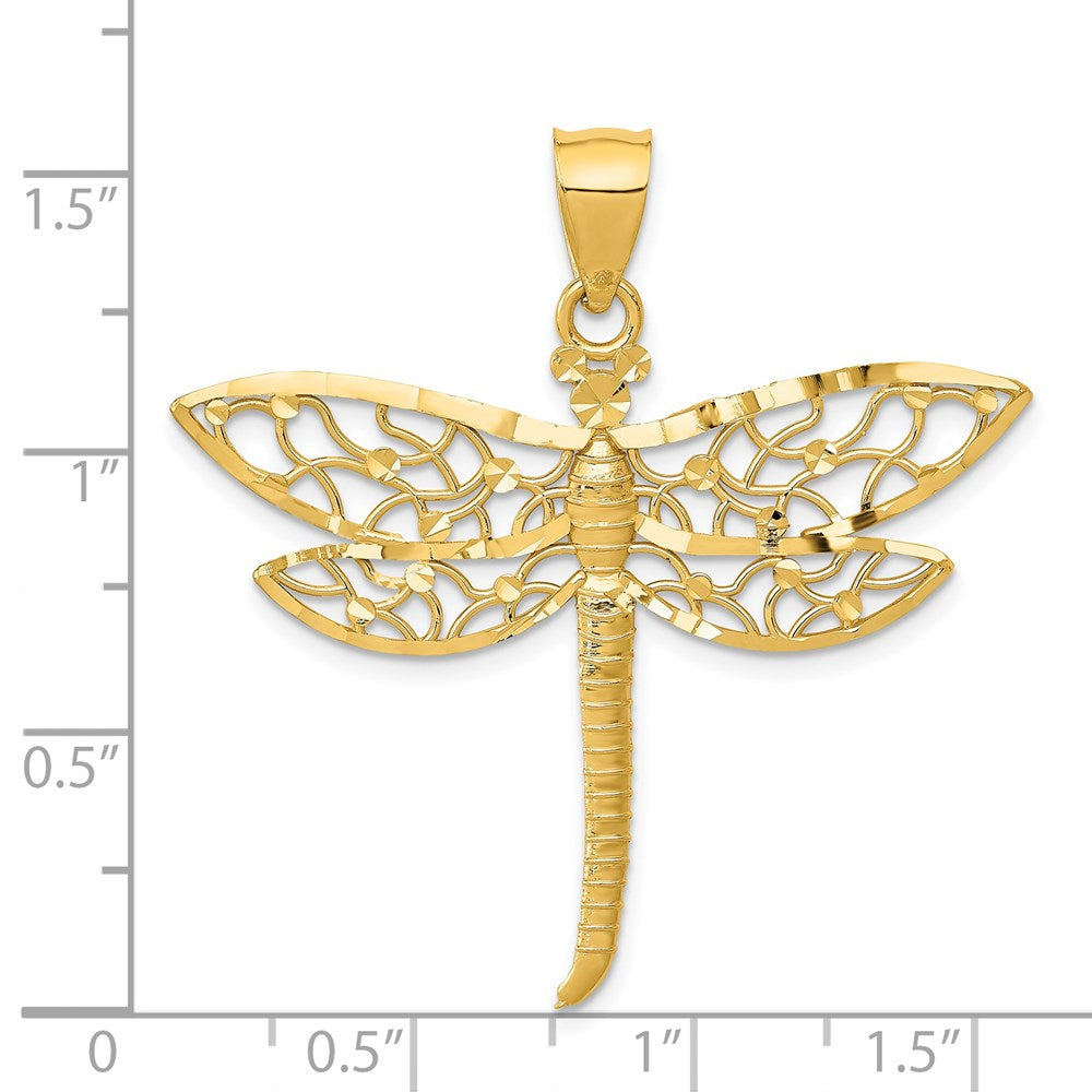 14 Karat Gelbgold Anhänger „Libelle" mit Diamantschliff