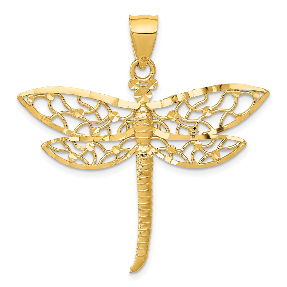 14 Karat Gelbgold Anhänger „Libelle" mit Diamantschliff