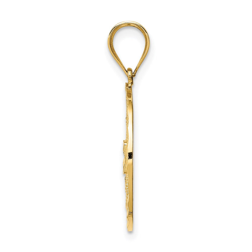 14K Gelbgold Charm mit Fantasie-Filigran und Diamantschliff