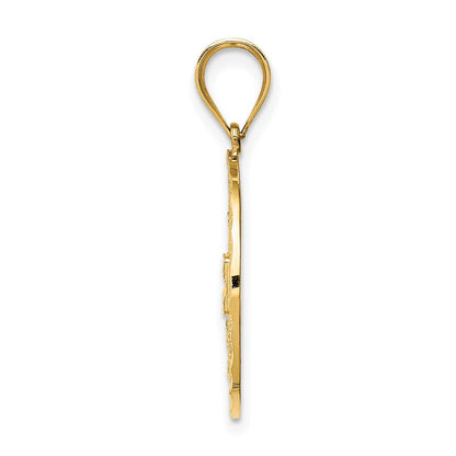 14K Gelbgold Charm mit Fantasie-Filigran und Diamantschliff
