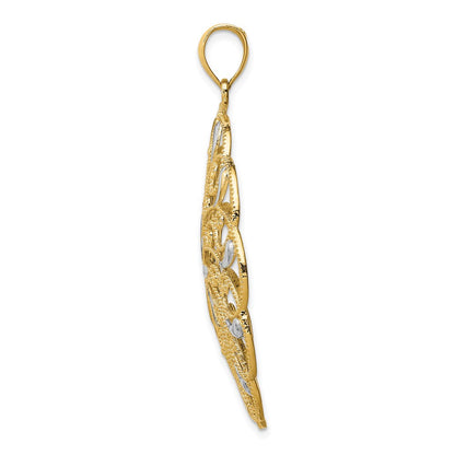 14K Gelb- und Rhodiumgold sowie Weißrhodium Meridian-Wirbel-Anhänger