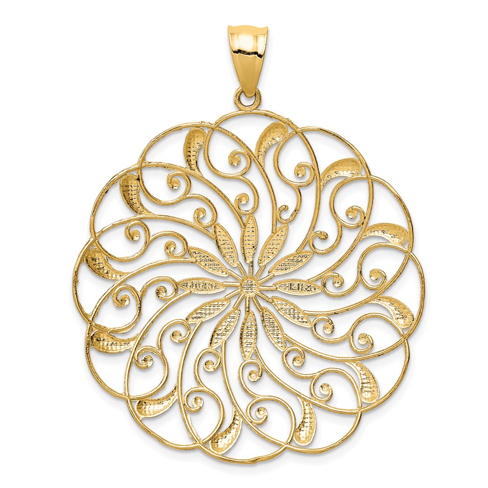 14K Gelb- und Rhodiumgold sowie Weißrhodium Meridian-Wirbel-Anhänger