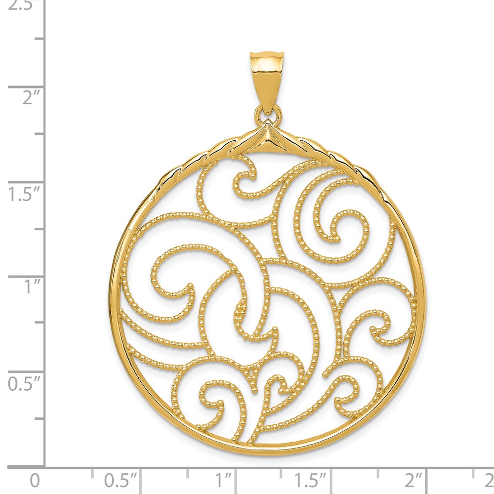 14K Gelbgold Kreis-Wirbel-Anhänger