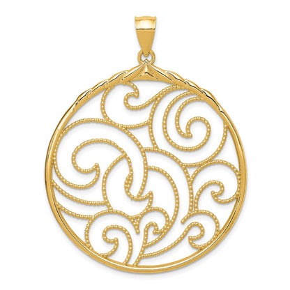 14K Gelbgold Kreis-Wirbel-Anhänger
