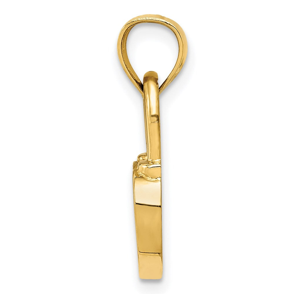 14K Gelbgold Poliert Herz Schloss Charm