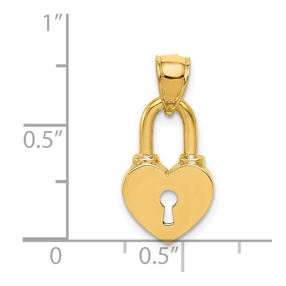 14K Gelbgold Poliert Herz Schloss Charm