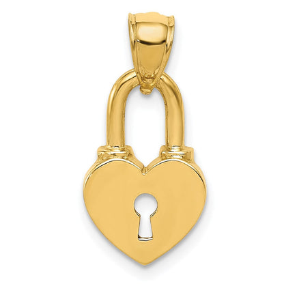 14K Gelbgold Poliert Herz Schloss Charm