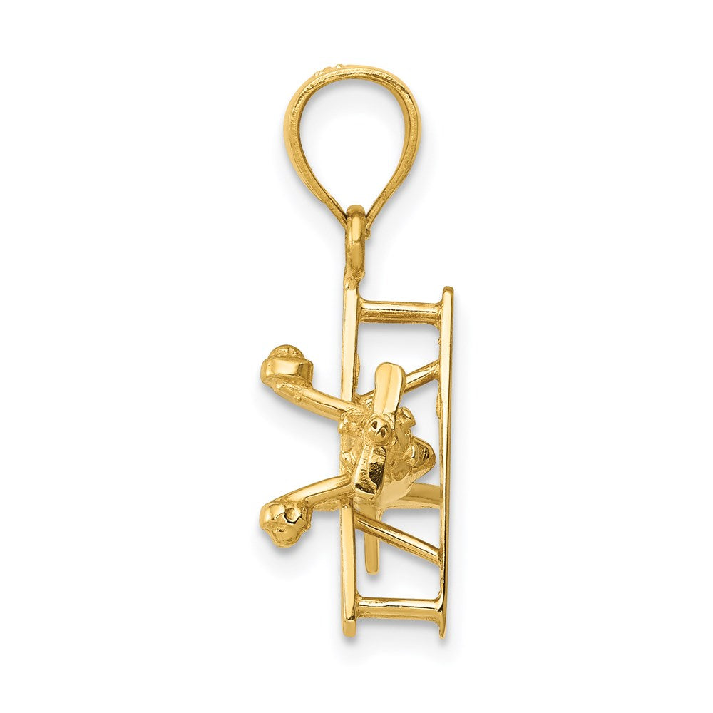 14K Gelbgold 3-D Flugzeug-Anhänger