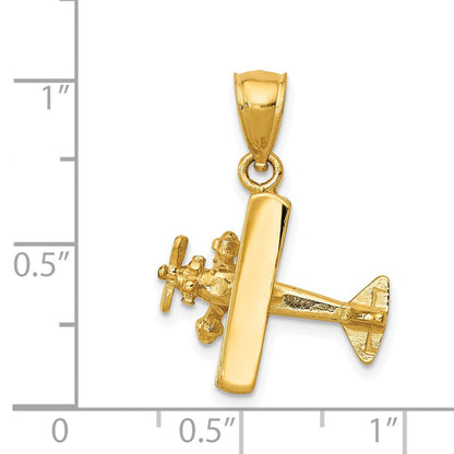 14K Gelbgold 3-D Flugzeug-Anhänger