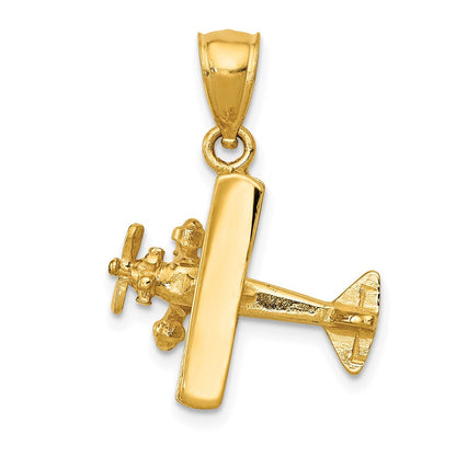 14K Gelbgold 3-D Flugzeug-Anhänger