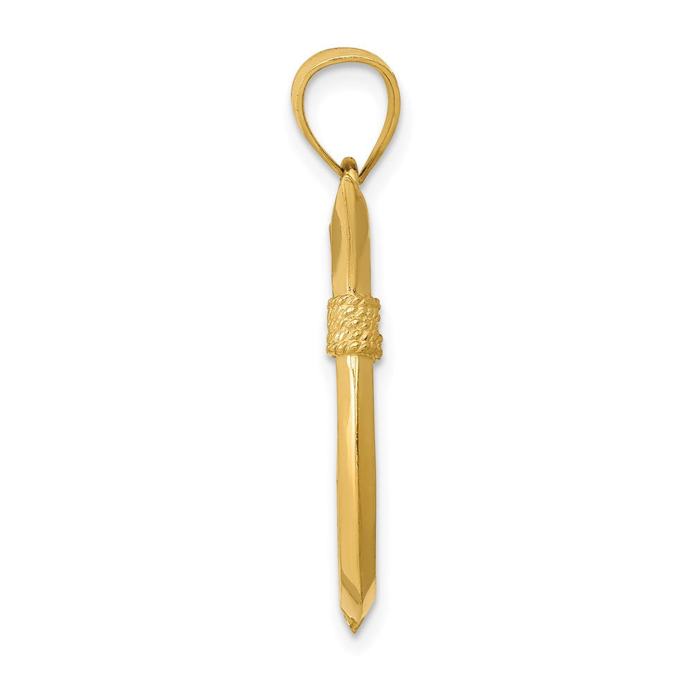 14 Karat Gelbgold Wal-Schwanz-Anhänger mit Haken, 3D