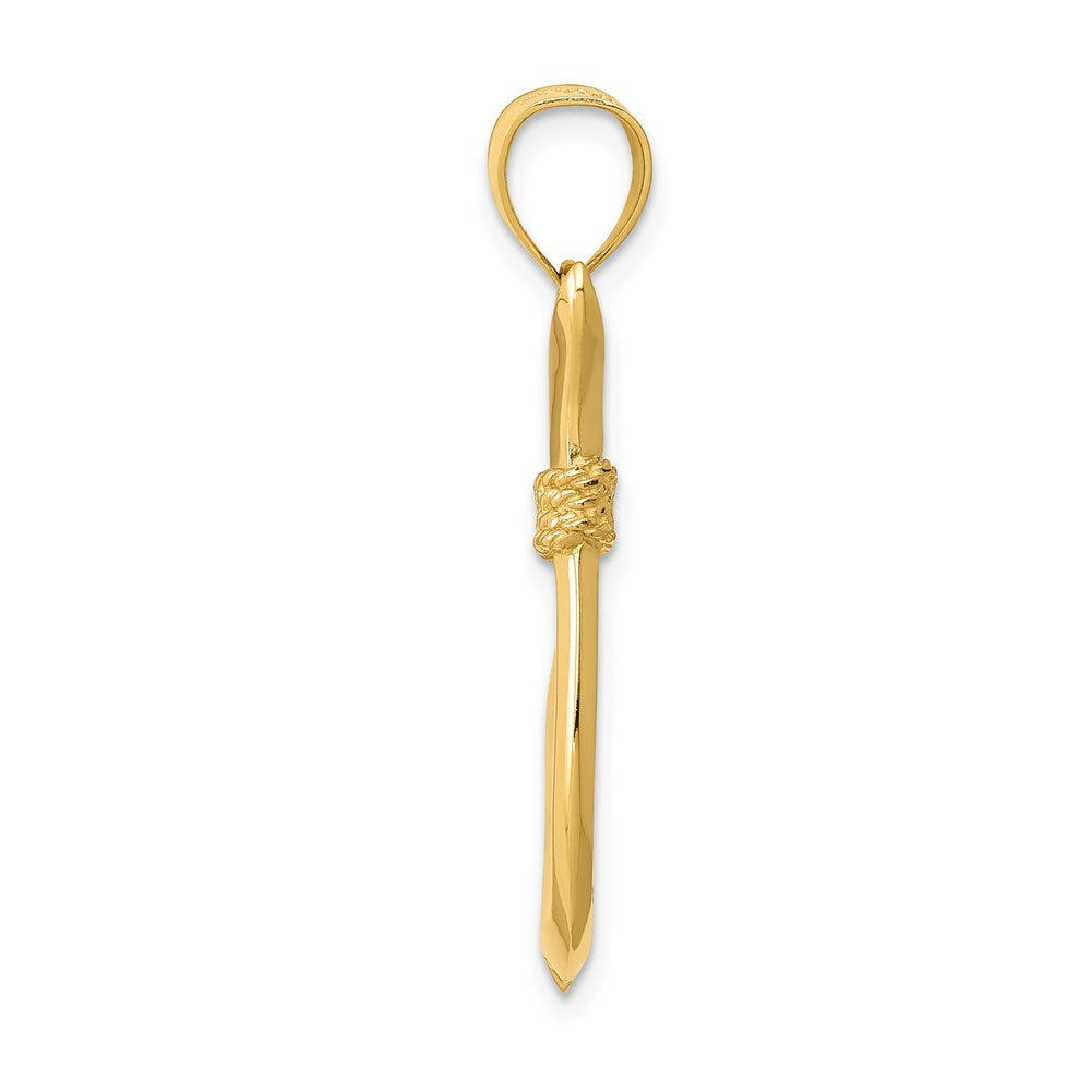 14K Gelbgold 3D-Wal-Flossen-Anhänger mit Haken