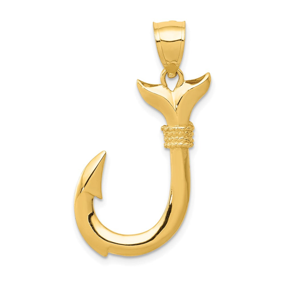 14K Gelbgold 3D-Wal-Flossen-Anhänger mit Haken