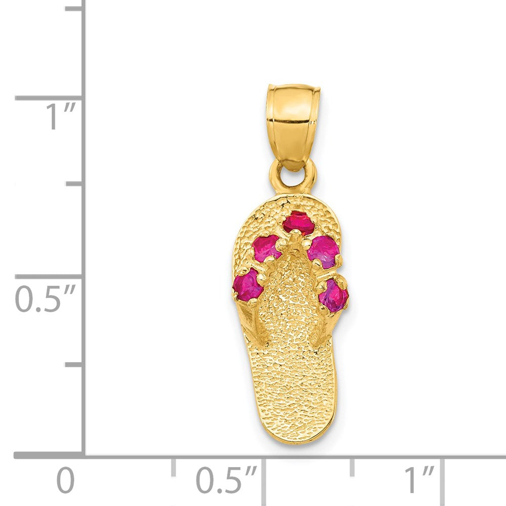 14K Gelbgold 3D-Flip-Flop-Anhänger mit Januar-Zirkonia-Geburtsstein
