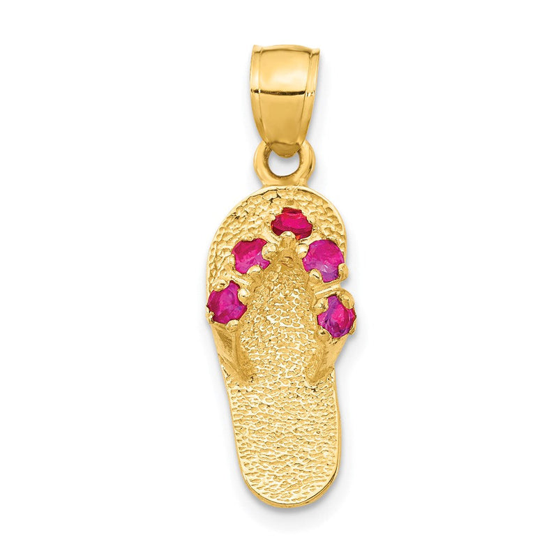 14K Gelbgold 3D-Flip-Flop-Anhänger mit Januar-Zirkonia-Geburtsstein