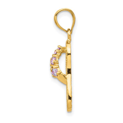 14K Gelbgold 3D Februar/Zirkonia-Geburtsstein-Flip-Flop-Anhänger