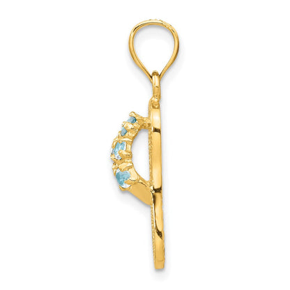 14K Gelbgold 3D-Flip-Flop-Anhänger mit März-Geburtsstein aus Zirkonia