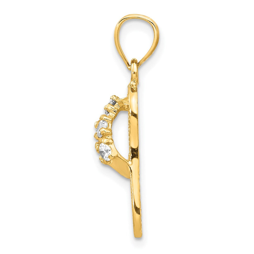 14K Gelbgold 3D-Flipflop-Anhänger mit April-Geburtsstein/Zirkonia