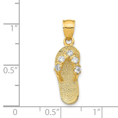 14K Gelbgold 3D-Flipflop-Anhänger mit April-Geburtsstein/Zirkonia
