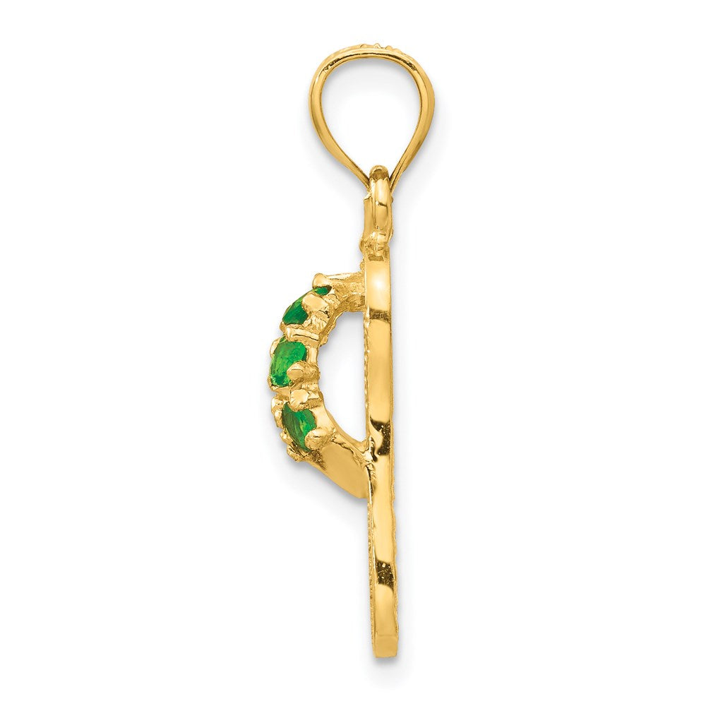 14K Gelbgold 3D-Flip-Flop-Anhänger mit Mai-Geburtsstein/Zirkonia